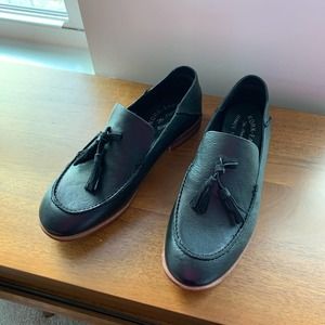 Kork Ease Leather Tassel Black Loafers Size 7.5